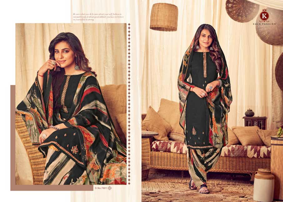 Kala Patiyala Pashmina Dress Material Set Kala Patiyala Pashmina Dress Material Set